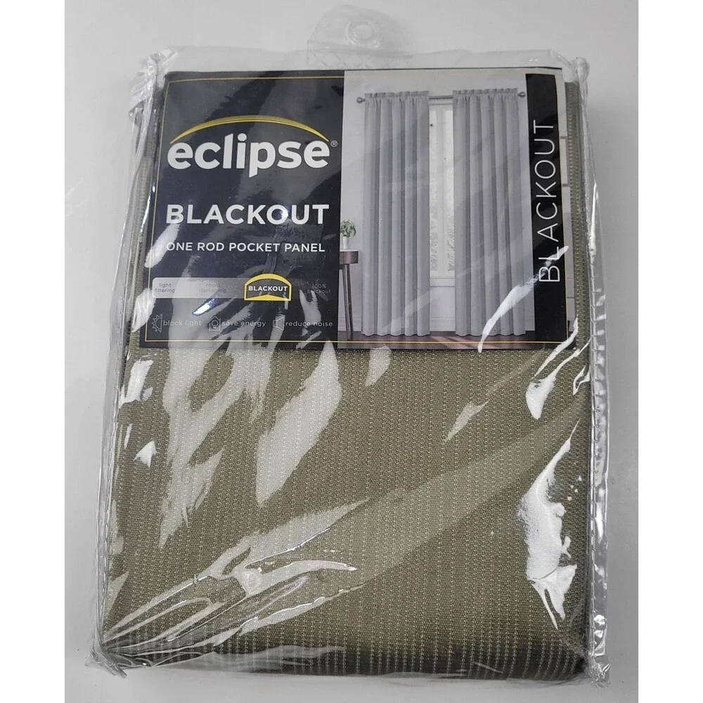 NEW Eclipse Thermaweave darkening curtain panel 'Corinne Olive' 42X84 #CT4